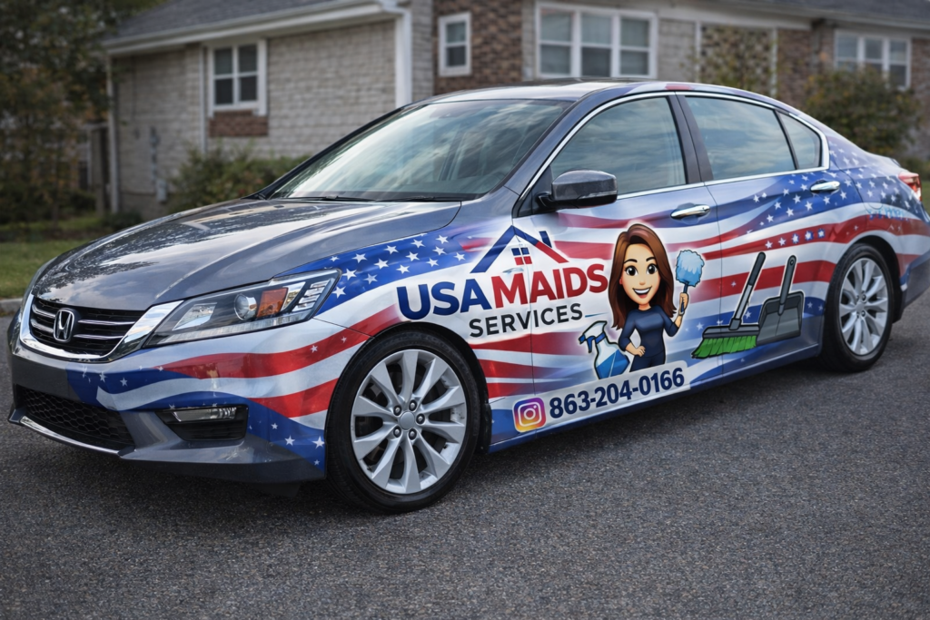 USA Maid Services branded car, house cleaning in Central Florida